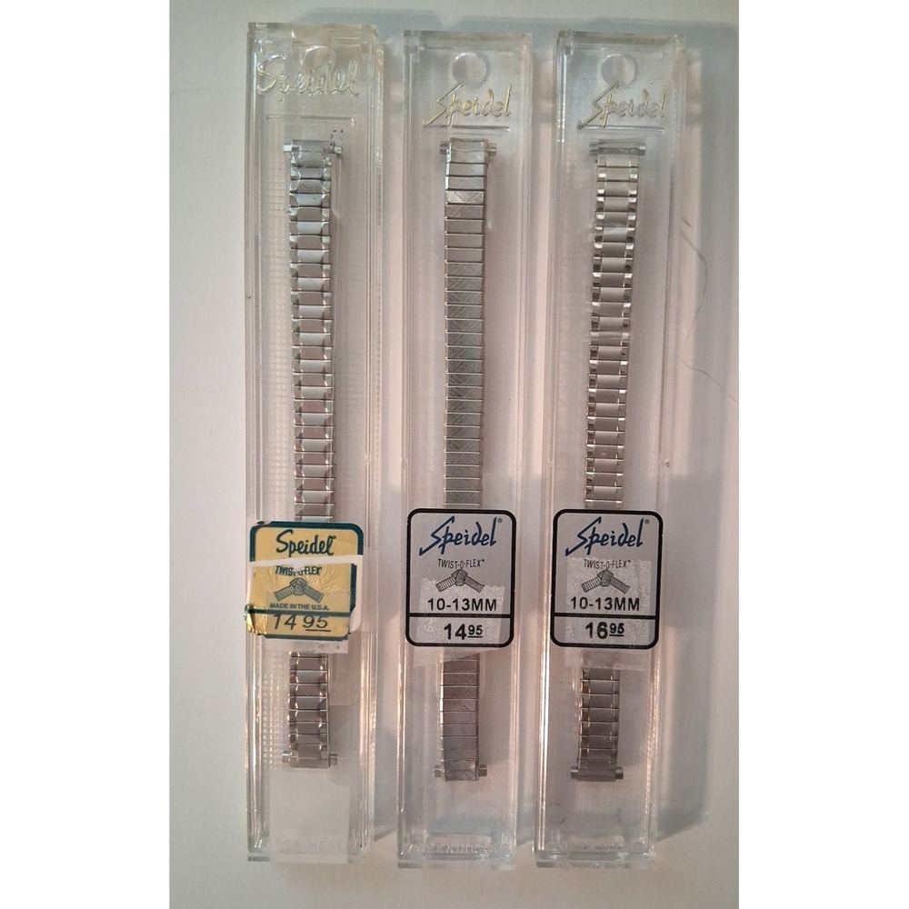 3 VTG Speidel Lady's Twist O Flex Watchbands 10-13MM Stainless 1 USA 2 China